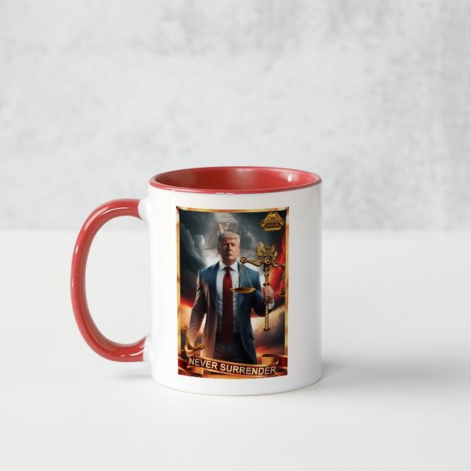 Custom President Donald J Trump 'Never Surrender' MUGSHOT Edition Mug by PO𝕏