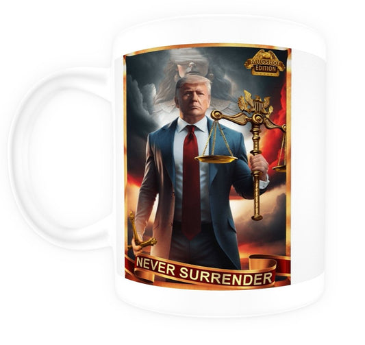 Custom President Donald J Trump 'Never Surrender' MUGSHOT Edition Mug by PO𝕏